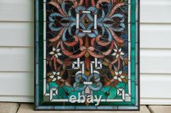 20 x 34 Tiffany Style stained glass window panel jeweled glass