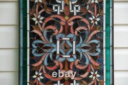 20 x 34 Tiffany Style stained glass window panel jeweled glass