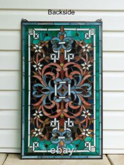 20 x 34 Tiffany Style stained glass window panel jeweled glass