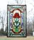 20 x 34 Tiffany Style stained glass window panel one big Rose Flower HF368