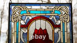 20 x 34 Tiffany Style stained glass window panel one big Rose Flower QA368