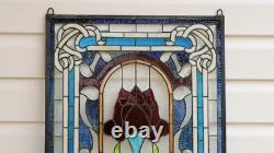 20 x 34 Tiffany Style stained glass window panel one big Rose Flower QA368