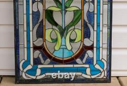 20 x 34 Tiffany Style stained glass window panel one big Rose Flower QA368