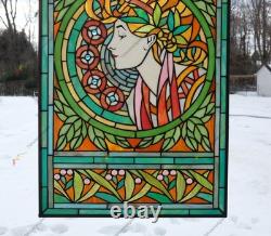 20 x 34 stained glass panel Alphonse Mucha Art, HF216
