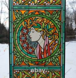 20 x 34 stained glass panel Alphonse Mucha Art, HF216