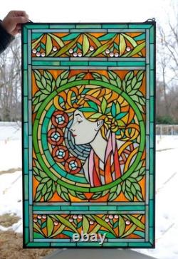 20 x 34 stained glass panel Alphonse Mucha Art, HF216