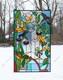 20 x 34 stained glass window panel morning glory flower frog hummingbird pond