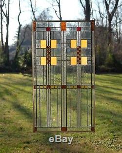 20 x 36 Stained Glass Window Panel Frank Lloyd Wright Prairie Mission Style