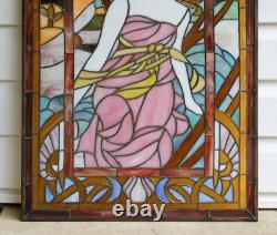 20 x34 stained glass panel Alphonse Mucha Time of The Day Morning Awakening