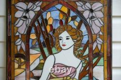 20 x34 stained glass panel Alphonse Mucha Time of The Day Morning Awakening
