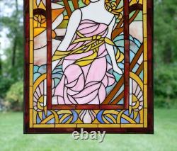 20 x34 stained glass panel Alphonse Mucha Time of The Day Morning Awakening