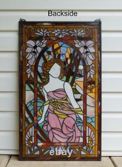 20 x34 stained glass panel Alphonse Mucha Time of The Day Morning Awakening