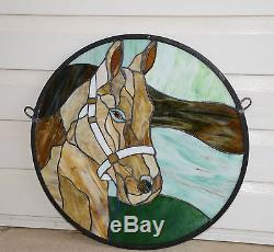 20Dia Round Horse Head Handcrafted Stained Glass Suncatcher Panel