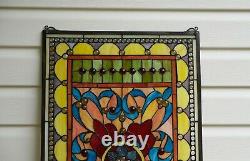 20W x 34H Handcrafted Jeweled stained glass window panel