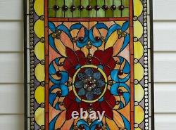 20W x 34H Handcrafted Jeweled stained glass window panel