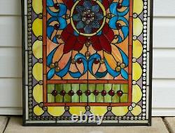 20W x 34H Handcrafted Jeweled stained glass window panel