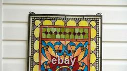 20W x 34H Handcrafted Jeweled stained glass window panel