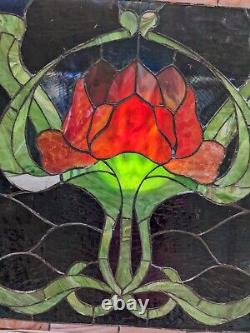 20x 22 Tiffany-Style Rose Garden Canina Stained Glass window Panel