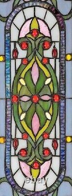 21.5 x 7 Rectangle Beaux-Art Tiffany-Style Authentic Stained Glass Window Panel