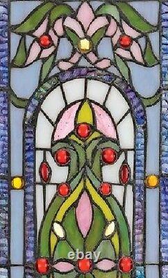 21.5 x 7 Rectangle Beaux-Art Tiffany-Style Authentic Stained Glass Window Panel