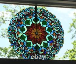21x21 Victorian Floral Tiffany style stained glass window panel