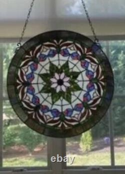 22 Tiffany Style Stained Glass Round Victorian Floral Window Panel Suncatcher