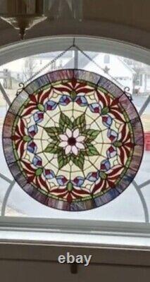 22 Tiffany Style Stained Glass Round Victorian Floral Window Panel Suncatcher