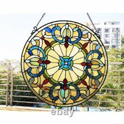 22 x 22 Victorian Tiffany-Style Royal Stained Glass Round window Panel