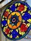 22x22 Victorian Round Ros Tiffany style stained glass window panel