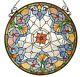 23.5 Round Victorian Floral Tiffany Style Stained Glass Window Panel