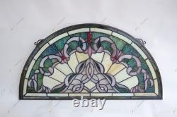 23.5 x 12.25 Half Round Tiffany Style Stained Glass Window Panel HF46