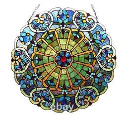 23 Stained Glass Window Panel Round Victorian Tiffany Style Glass Suncatcher