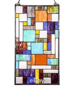 23 x 13 STAINED GLASS ABSTRACT WINDOW / WALL PANEL #14728 RIVER OF GOODS
