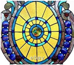 23 x 15 Queen Victorian Tiffany Style Stained Glass Window Panel