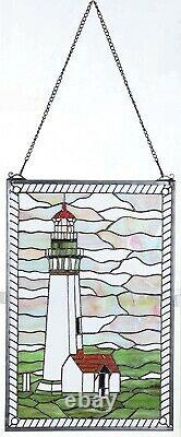 23 x 15 Tiffany Style Stained Glass Lighthouse Magic Window Panel
