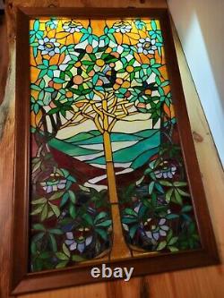 23 x 36 1/2 Large Handcrafted stained glass window panel TREE OF LIFE