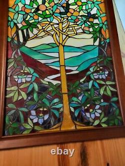 23 x 36 1/2 Large Handcrafted stained glass window panel TREE OF LIFE