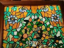 23 x 36 1/2 Large Handcrafted stained glass window panel TREE OF LIFE