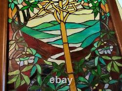 23 x 36 1/2 Large Handcrafted stained glass window panel TREE OF LIFE