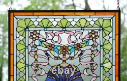 24.25 x 24.25 Tiffany Style stained glass panel Jeweled window panel QA104