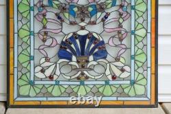 24.25 x 24.25 Tiffany Style stained glass panel Jeweled window panel QA104