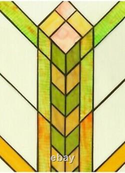 24.5 x 17.5 Pure Mission Tiffany Style Stained Glass Window Panel With Chain