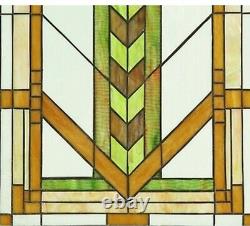 24.5 x 17.5 Pure Mission Tiffany Style Stained Glass Window Panel With Chain