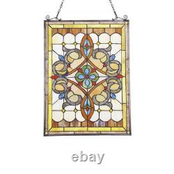 24.6 Antique Style Tiffany Style Stained Glass Window Panel Victorian