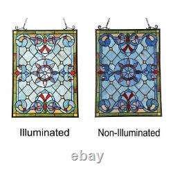 24.6 Antique Vintage Style Stained Glass Window Hanging Panel Suncatcher