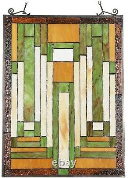 24.6 X 17.7 Modern Mission Tiffany Style Stained Glass Window Panel Home Decor