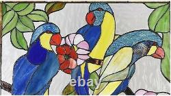 24.8 x 23.4 Birds of ParadiseTiffany Style Stained Glass Window Panel Home Dec