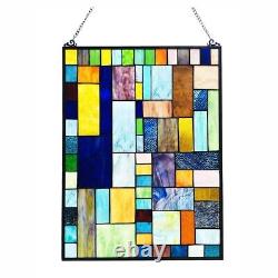 24 Colorful Tiled Geometry Tiffany Style Stained Glass Window Panel