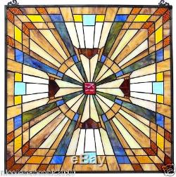 24 SPARKLING JEWELED STAINED GLASS WINDOW PANEL With FLARE MISSION COLLECTION