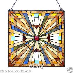 24 SPARKLING JEWELED STAINED GLASS WINDOW PANEL With FLARE MISSION COLLECTION
